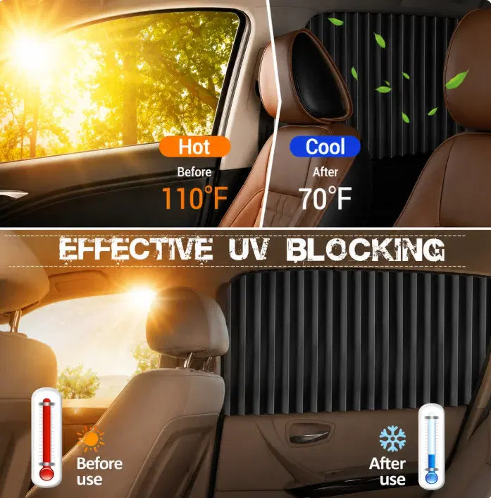 Foldable Magnetic Car Window Curtains. (Pack of 4 )